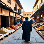 **

"A bustling marketplace in an old Arab city, fully clothed vendors selling spices, textiles, and traditional crafts, appropriate attire, safe for work, perfect anatomy, natural proportions, warm sunlight, vibrant colors, professional photography, modest setting, family-friendly atmosphere."

**