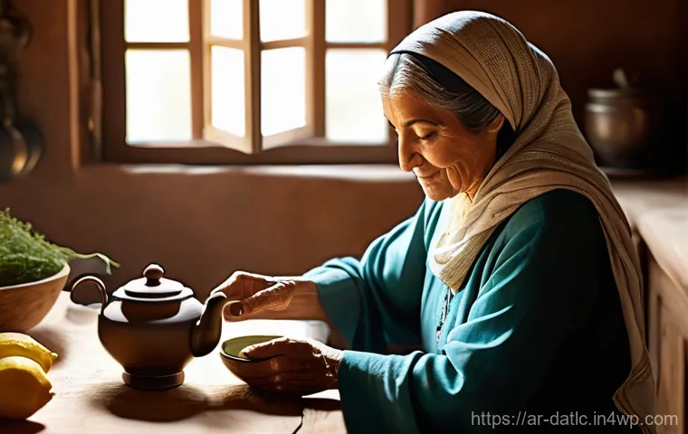 토착지식과 현대 과학의 접목 - **A vibrant scene of an Arab family gathering around a traditional dining table.** The setting is a ...