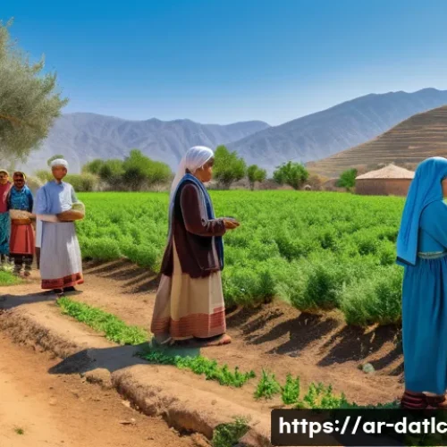 Home 28 토착지식 데이터베이스와 환경 보존 - A vibrant scene depicting indigenous Arab community members practicing sustainable agriculture in a ...