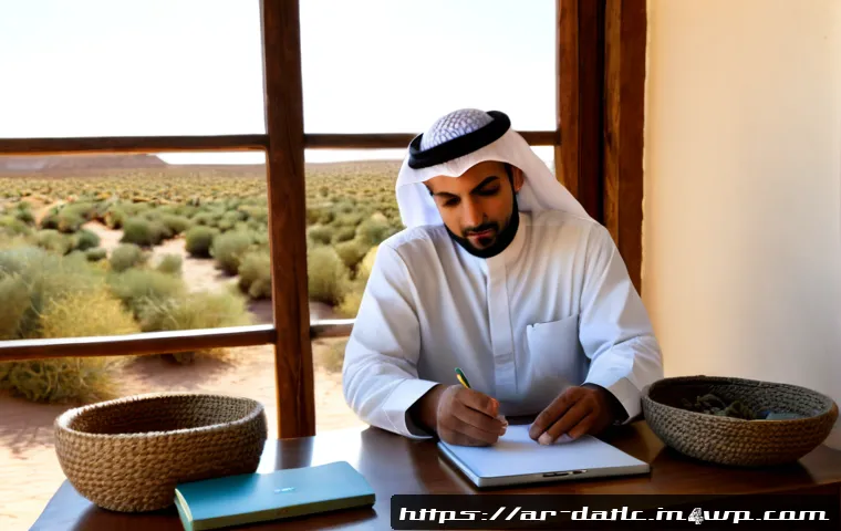 토착지식 데이터베이스와 데이터 통합 전략 - Photorealistic editorial scene of an Arab research librarian in modest professional attire organizin...