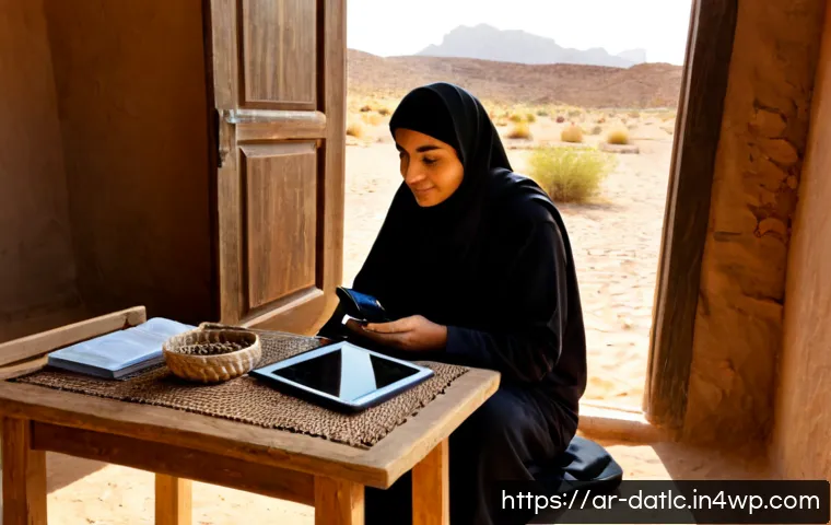 토착지식 데이터베이스와 환경 변화의 대응 - Photorealistic documentary scene of an Arab environmental researcher and an elderly Bedouin knowledg...